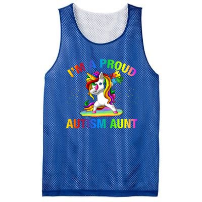 Autism Awareness Dabbing Unicorn Proud Autism Aunt Gift Mesh Reversible Basketball Jersey Tank