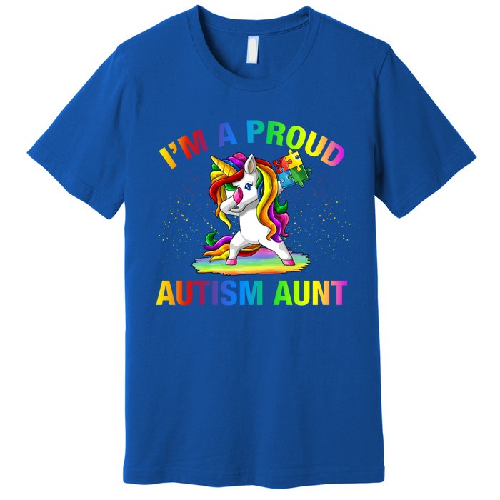 Autism Awareness Dabbing Unicorn Proud Autism Aunt Gift Premium T-Shirt