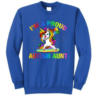 Autism Awareness Dabbing Unicorn Proud Autism Aunt Gift Tall Sweatshirt