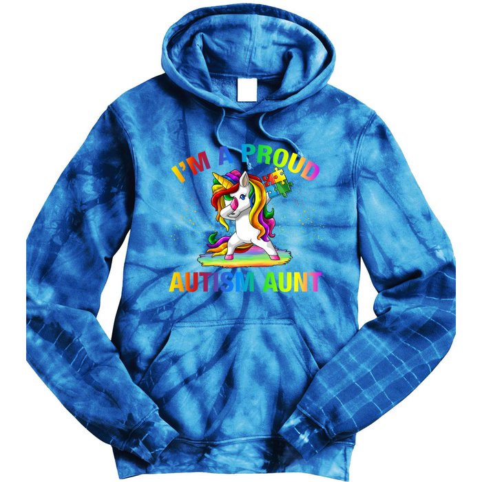 Autism Awareness Dabbing Unicorn Proud Autism Aunt Gift Tie Dye Hoodie