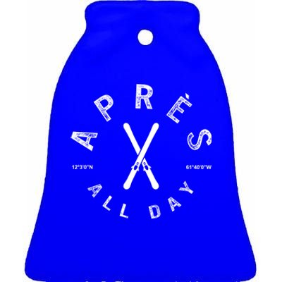 Apres All Day Winter Sports Apres Ski Lover Skiing Skier Cool Gift Ceramic Bell Ornament