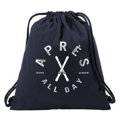 Apres All Day Winter Sports Apres Ski Lover Skiing Skier Cool Gift Drawstring Bag