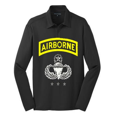 Army Airborne Division Veterans Day Gift Silk Touch Performance Long Sleeve Polo