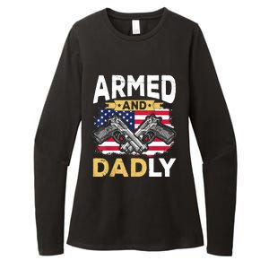 Armed And Dadly Funny Deadly Father USA Flag Fathers Day Womens CVC Long Sleeve Shirt