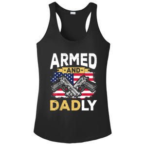 Armed And Dadly Funny Deadly Father USA Flag Fathers Day Ladies PosiCharge Competitor Racerback Tank