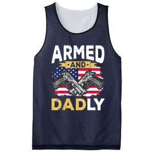 Armed And Dadly Funny Deadly Father USA Flag Fathers Day Mesh Reversible Basketball Jersey Tank