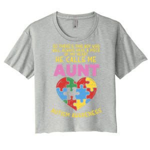 Autism Awareness Day Aunt Piece Of My Heart Auntie Cool Gift Women's Crop Top Tee