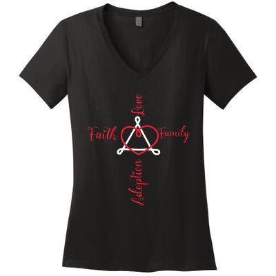 Adoption Announcement Day Family Faith Love Women's V-Neck T-Shirt