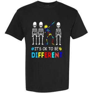 Autism Awareness Dabbing Skeleton It's Ok To Be Different Garment-Dyed Heavyweight T-Shirt