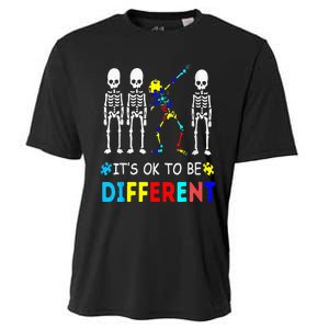 Autism Awareness Dabbing Skeleton It's Ok To Be Different Cooling Performance Crew T-Shirt