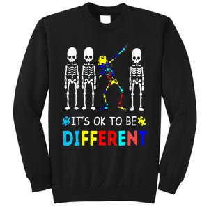 Autism Awareness Dabbing Skeleton It's Ok To Be Different Sweatshirt