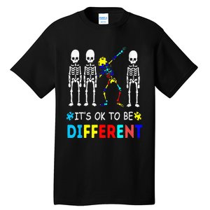 Autism Awareness Dabbing Skeleton It's Ok To Be Different Tall T-Shirt