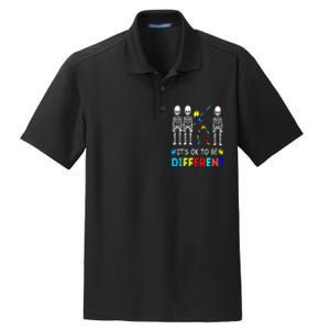 Autism Awareness Dabbing Skeleton It's Ok To Be Different Dry Zone Grid Polo