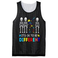 Autism Awareness Dabbing Skeleton It's Ok To Be Different Mesh Reversible Basketball Jersey Tank