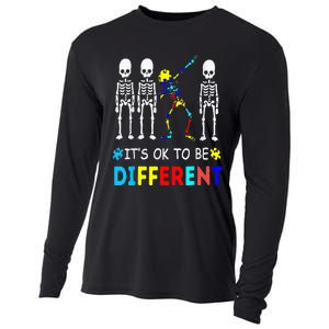 Autism Awareness Dabbing Skeleton It's Ok To Be Different Cooling Performance Long Sleeve Crew