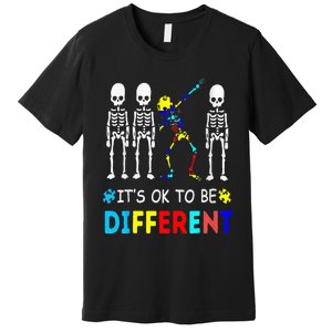 Autism Awareness Dabbing Skeleton It's Ok To Be Different Premium T-Shirt