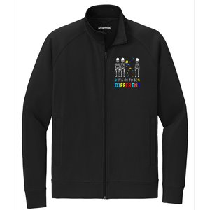 Autism Awareness Dabbing Skeleton It's Ok To Be Different Stretch Full-Zip Cadet Jacket