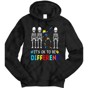 Autism Awareness Dabbing Skeleton It's Ok To Be Different Tie Dye Hoodie