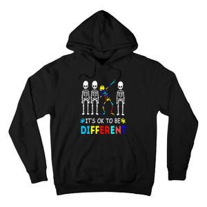 Autism Awareness Dabbing Skeleton It's Ok To Be Different Tall Hoodie