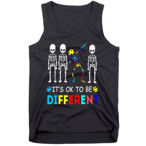 Autism Awareness Dabbing Skeleton It's Ok To Be Different Tank Top