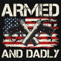 Armed And Dadly Armed And Deadly Daddy Dad Distressed USA American Flag Ladies PosiCharge Tri-Blend Wicking Tank