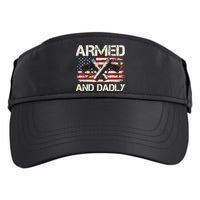 Armed And Dadly Armed And Deadly Daddy Dad Distressed USA American Flag Adult Drive Performance Visor