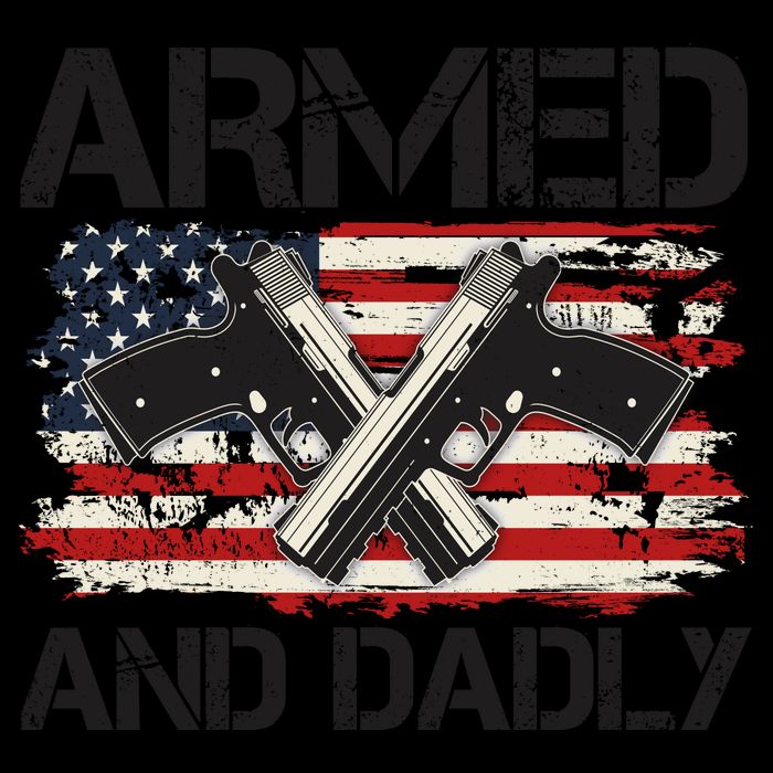Armed And Dadly Armed And Deadly Daddy Dad Distressed USA American Flag Mug