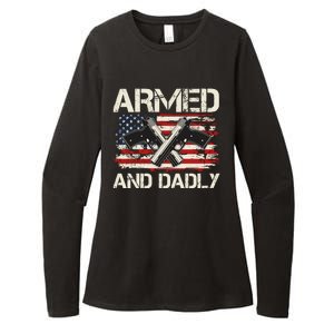 Armed And Dadly Armed And Deadly Daddy Dad Distressed USA American Flag Womens CVC Long Sleeve Shirt