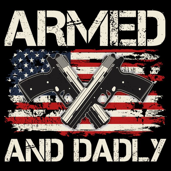 Armed And Dadly Armed And Deadly Daddy Dad Distressed USA American Flag Flatbill Hat