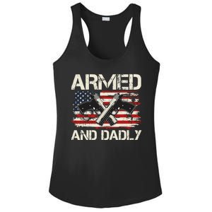 Armed And Dadly Armed And Deadly Daddy Dad Distressed USA American Flag Ladies PosiCharge Competitor Racerback Tank