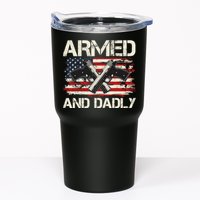 Armed And Dadly Armed And Deadly Daddy Dad Distressed USA American Flag Tumbler
