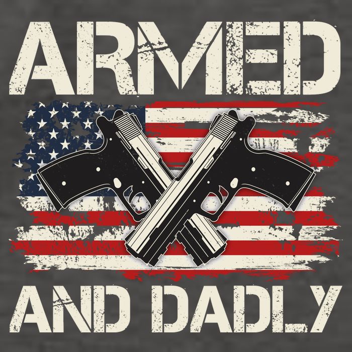 Armed And Dadly Armed And Deadly Daddy Dad Distressed USA American Flag Vector Backpack