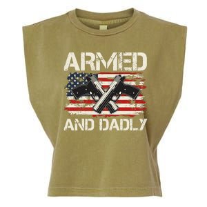 Armed And Dadly Armed And Deadly Daddy Dad Distressed USA American Flag Garment-Dyed Women's Muscle Tee