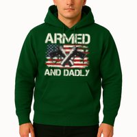 Armed And Dadly Armed And Deadly Daddy Dad Distressed USA American Flag Hoodie