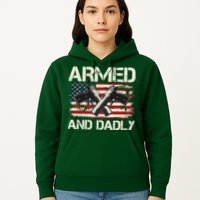 Armed And Dadly Armed And Deadly Daddy Dad Distressed USA American Flag Hoodie