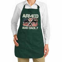 Armed And Dadly Armed And Deadly Daddy Dad Distressed USA American Flag Apron