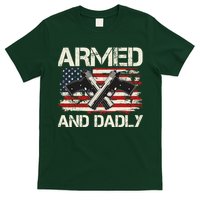 Armed And Dadly Armed And Deadly Daddy Dad Distressed USA American Flag T-Shirt
