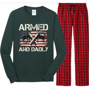 Armed And Dadly Armed And Deadly Daddy Dad Distressed USA American Flag Long Sleeve Pajama Set