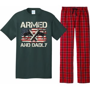 Armed And Dadly Armed And Deadly Daddy Dad Distressed USA American Flag Pajama Set