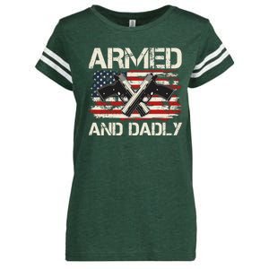 Armed And Dadly Armed And Deadly Daddy Dad Distressed USA American Flag Enza Ladies Jersey Football T-Shirt