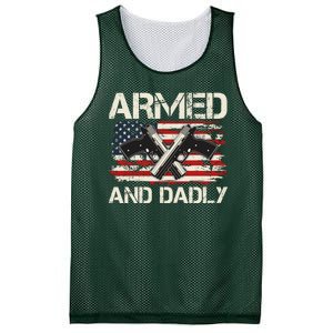 Armed And Dadly Armed And Deadly Daddy Dad Distressed USA American Flag Mesh Reversible Basketball Jersey Tank