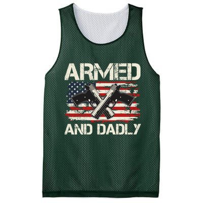 Armed And Dadly Armed And Deadly Daddy Dad Distressed USA American Flag Mesh Reversible Basketball Jersey Tank