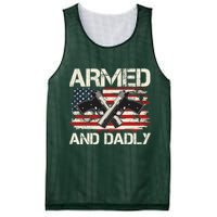 Armed And Dadly Armed And Deadly Daddy Dad Distressed USA American Flag Mesh Reversible Basketball Jersey Tank