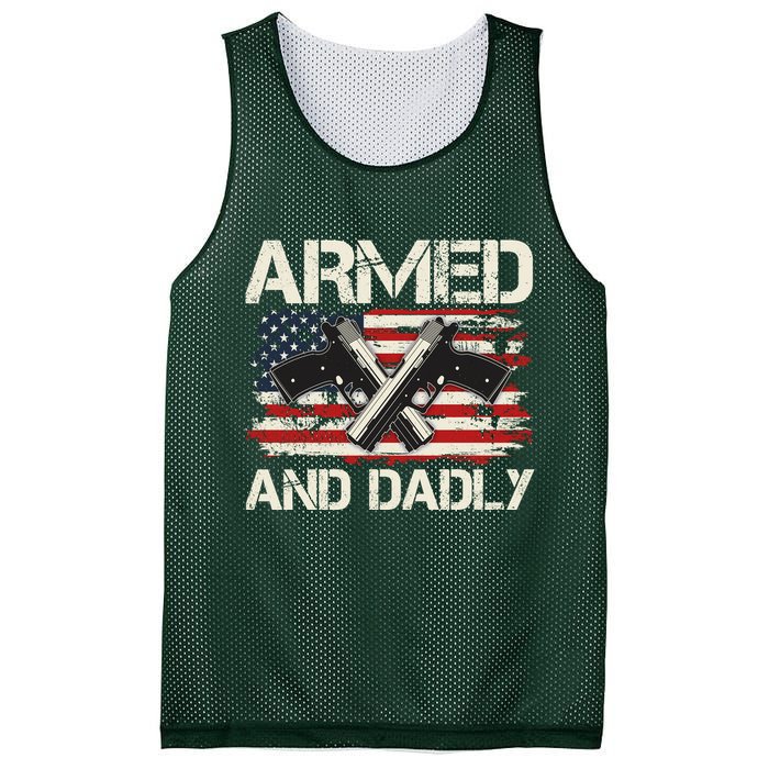 Armed And Dadly Armed And Deadly Daddy Dad Distressed USA American Flag Mesh Reversible Basketball Jersey Tank