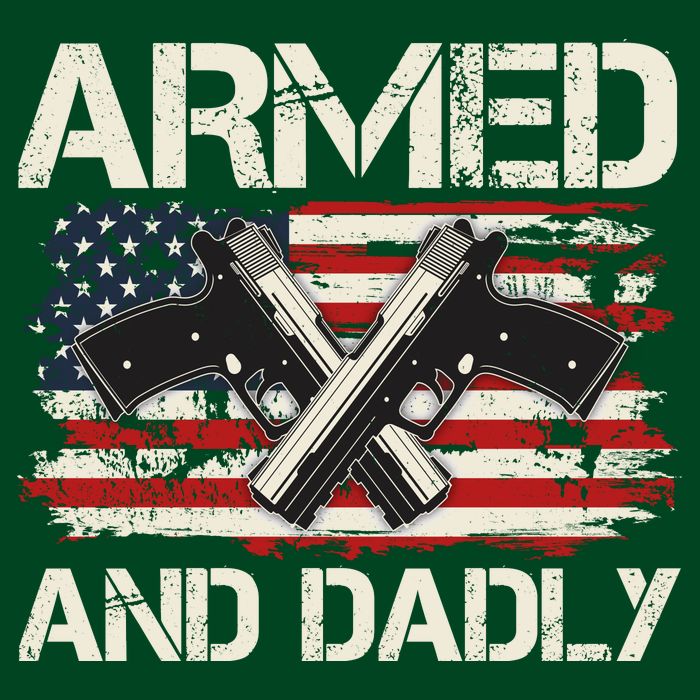 Armed And Dadly Armed And Deadly Daddy Dad Distressed USA American Flag Premium T-Shirt