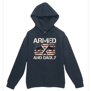 Armed And Dadly Armed And Deadly Daddy Dad Distressed USA American Flag Urban Pullover Hoodie