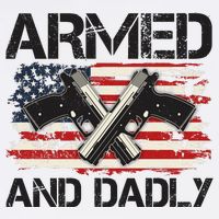Armed And Dadly Armed And Deadly Daddy Dad Distressed USA American Flag Garment-Dyed Sweatshirt