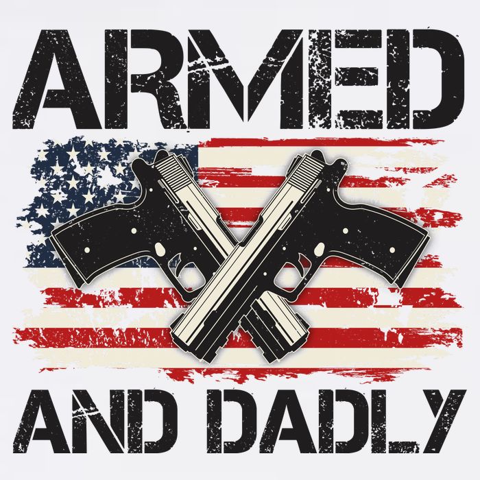 Armed And Dadly Armed And Deadly Daddy Dad Distressed USA American Flag Garment-Dyed Sweatshirt