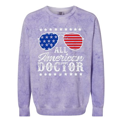 All American Doctor 4th Of July Family Matching Sunglasses Colorblast Crewneck Sweatshirt