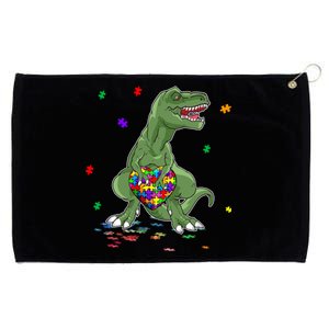 Autism Awareness Dinosaur Funny Gift Tgiftrex Heart Puzzle Pieces Funny Gift Grommeted Golf Towel